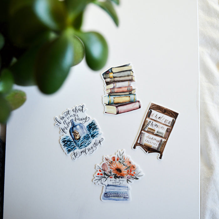Set of 4 Book Themed Stickers