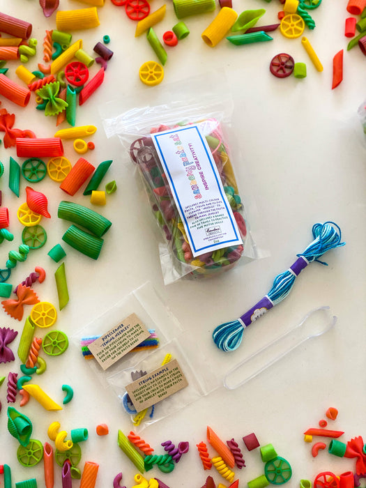 Sensory play rainbow pasta play kit