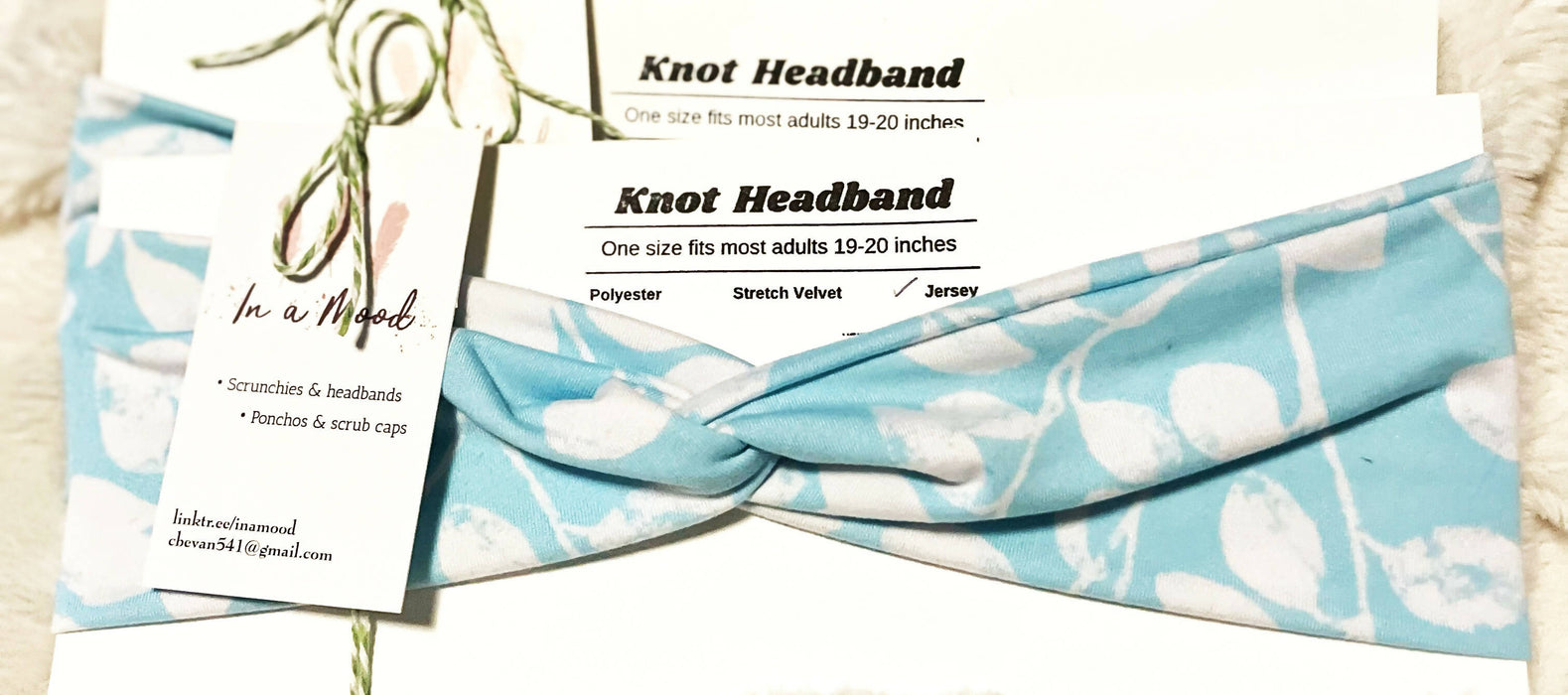 Blue floral knot headband